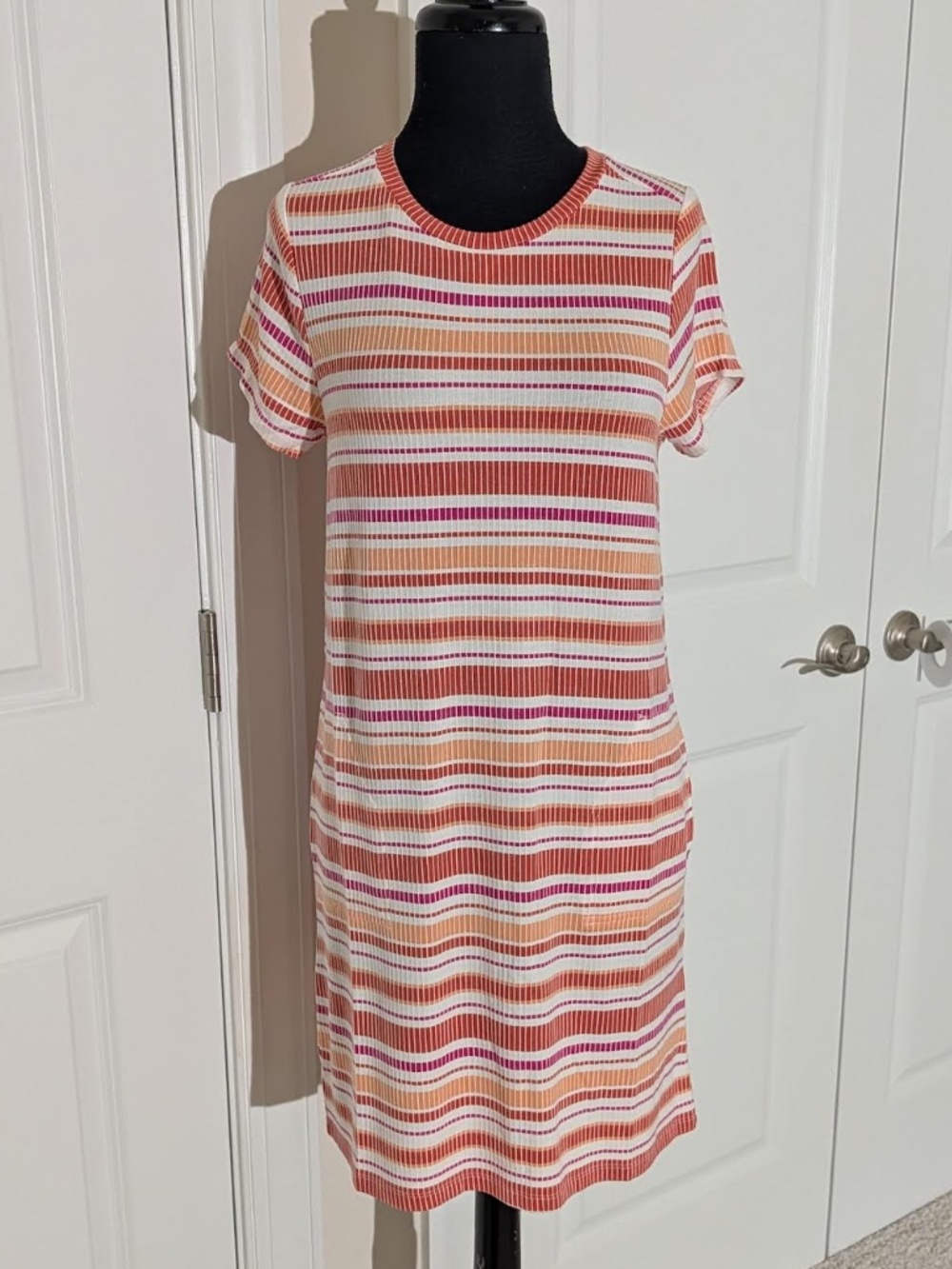 LOFT NWT Striped Short Sleeve Tee Dress with Pockets